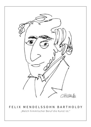 Postkarte Felix Mendelssohn Bartholdy by Clemens Falkenstein Edition