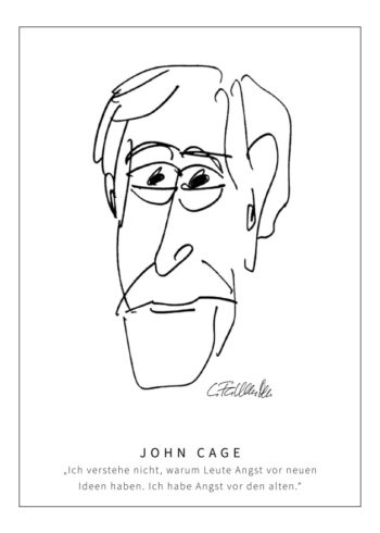 Postkarte John Cage by Clemens Falkenstein Edition