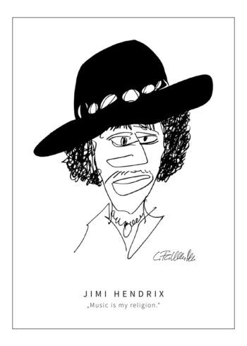 Postkarte Jimi Hendrix by Clemens Falkenstein Edition