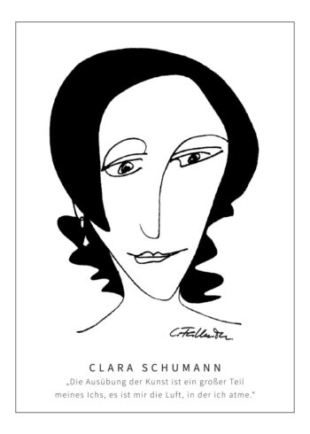 Postkarte Clara Schumann by Clemens Falkenstein Edition